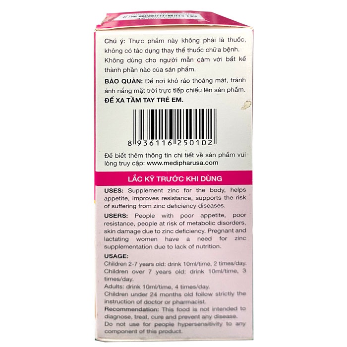 Siro Larue Zinc – Bổ sung kẽm, lysin, DHA giúp  trẻ ăn ngon, tăng hấp thu dinh dưỡng