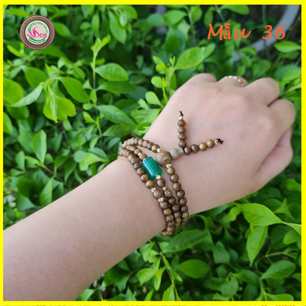 Vòng tay Trầm Hương Tốc 108 hạt phối đá theo yêu cầu tự nhiên 100% - Mẫu 36 - 8 ly (Trầm Hương Búp Sen)