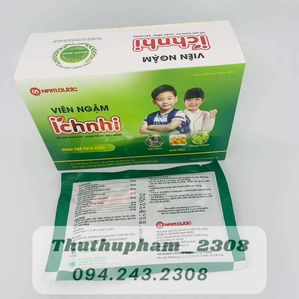Viên ngậm ho, rát họng  Ích Nhi
