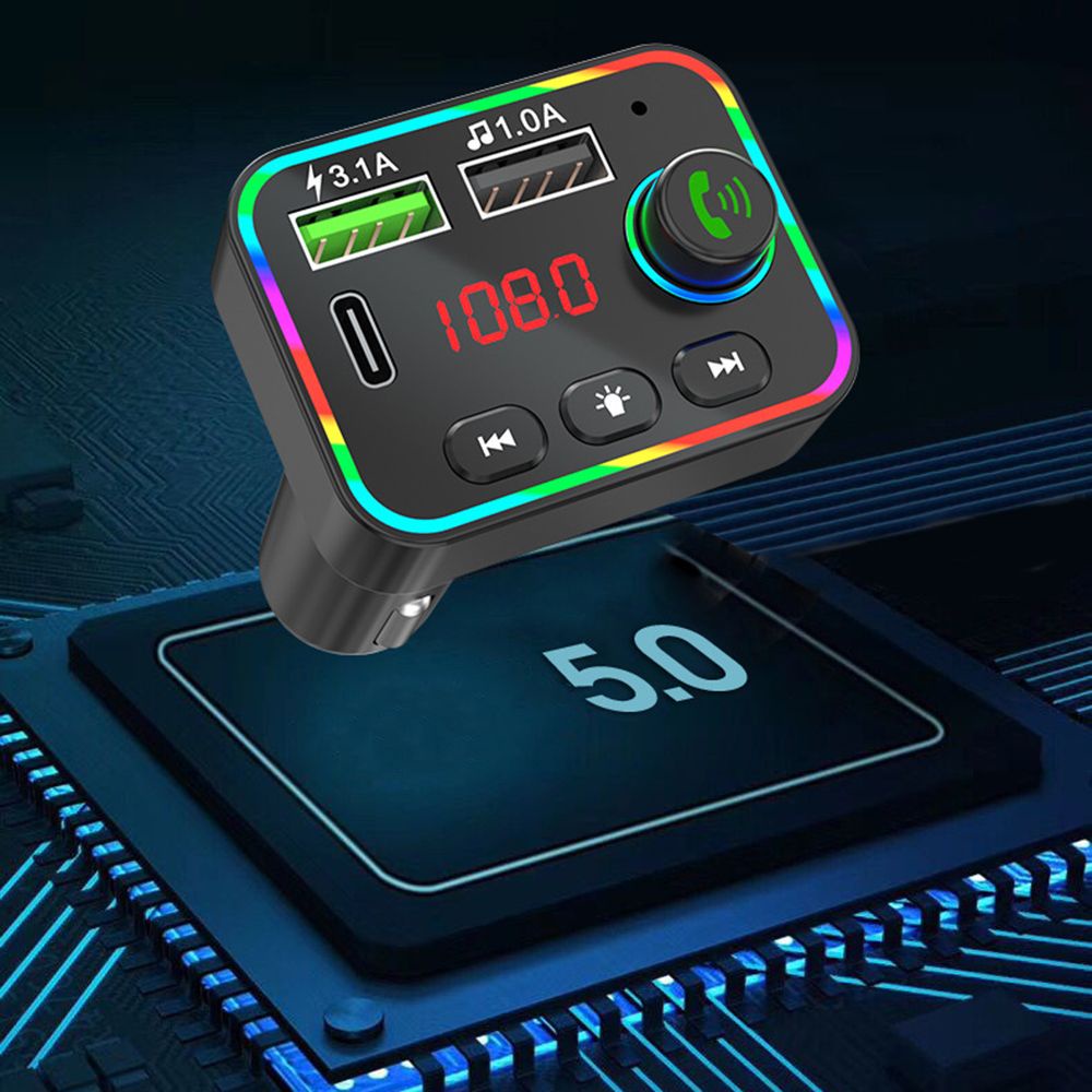 Máy phát MP3 Bluetooth 5.0 không dây rảnh tay 2 cổng usb sạc nhanh Aux hỗ trợ thẻ TF Cd USB Type C