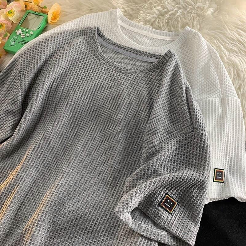 Áo Thun Tổ Ong Logo Mặt Cười L.Y Store Unisex 🌸Phông form rộng tay lỡ vintage 3158 đường phố hàn quốc Ulzzang🌸