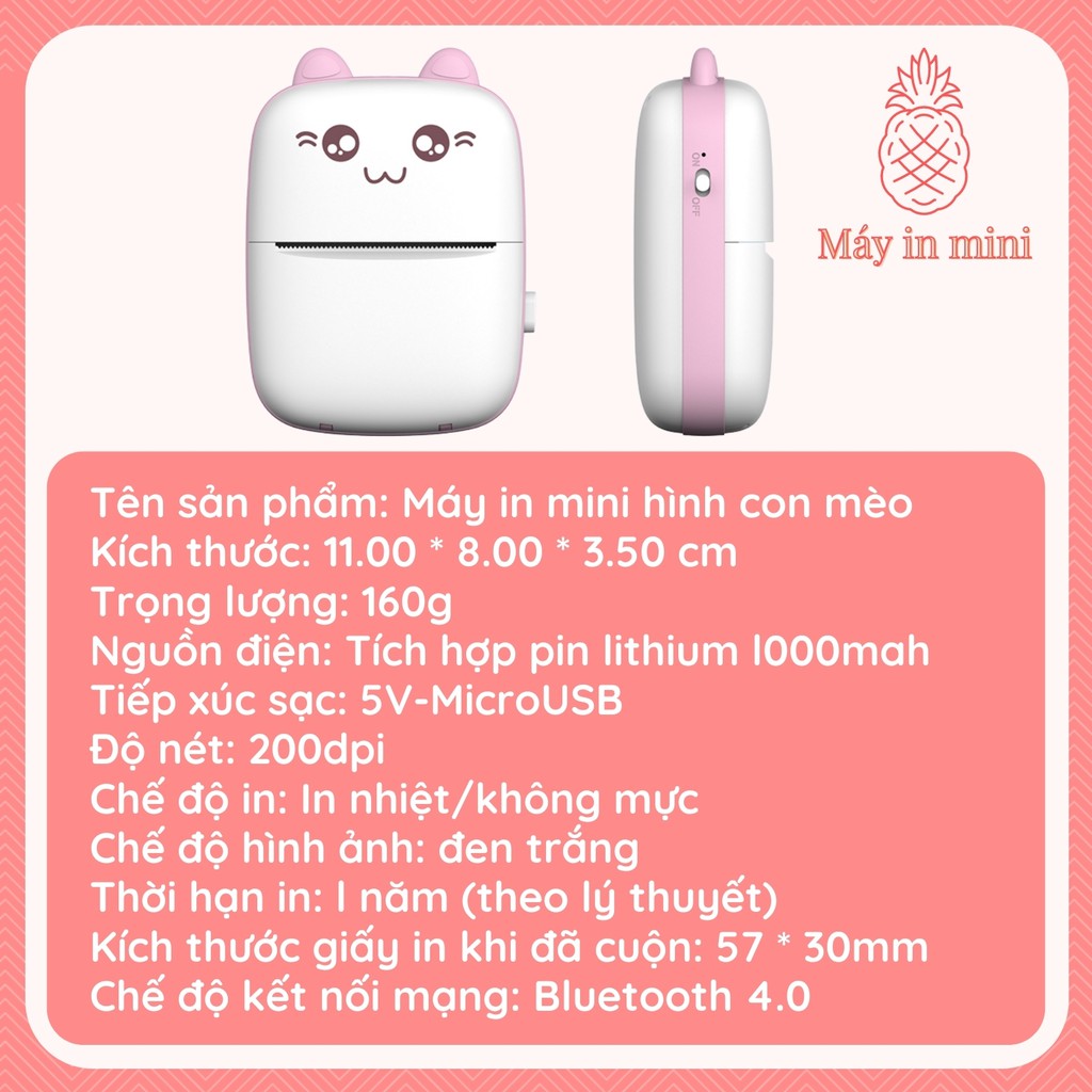 Máy in nhiệt cầm tay, máy in tài liệu mini, máy in hóa đơn bluetooth, máy in decal mini, máy in hóa đơn mini con mèo | BigBuy360 - bigbuy360.vn