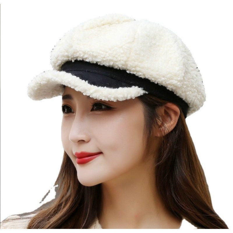 Mũ nồi beret nón len bere lông cừu 2 lớp thời trang Hàn Quốc