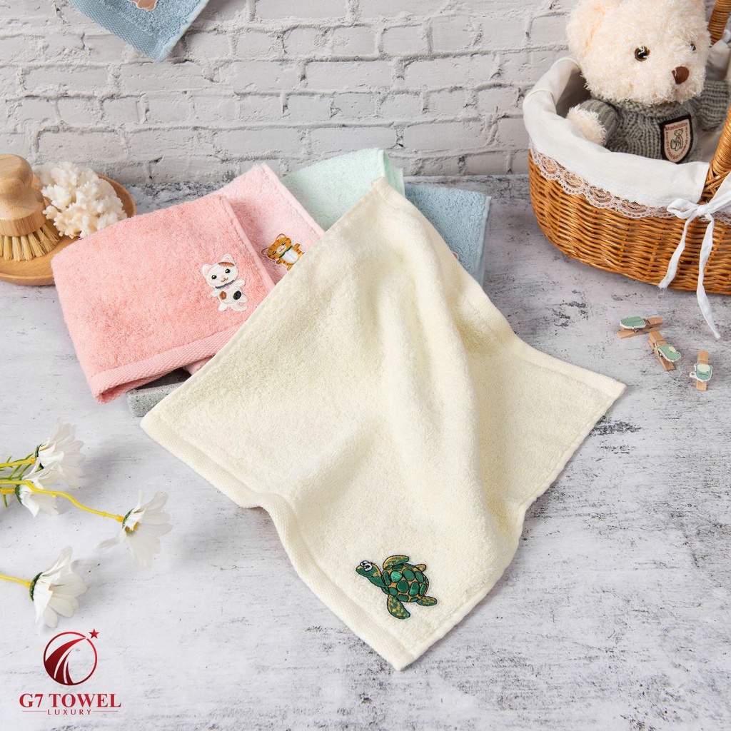 Khăn mặt trẻ em cao cấp, G7 TOWEL MOTTA G7SB03, 30x30 cm, 100% sợi cotton nguyên sinh nhập khẩu
