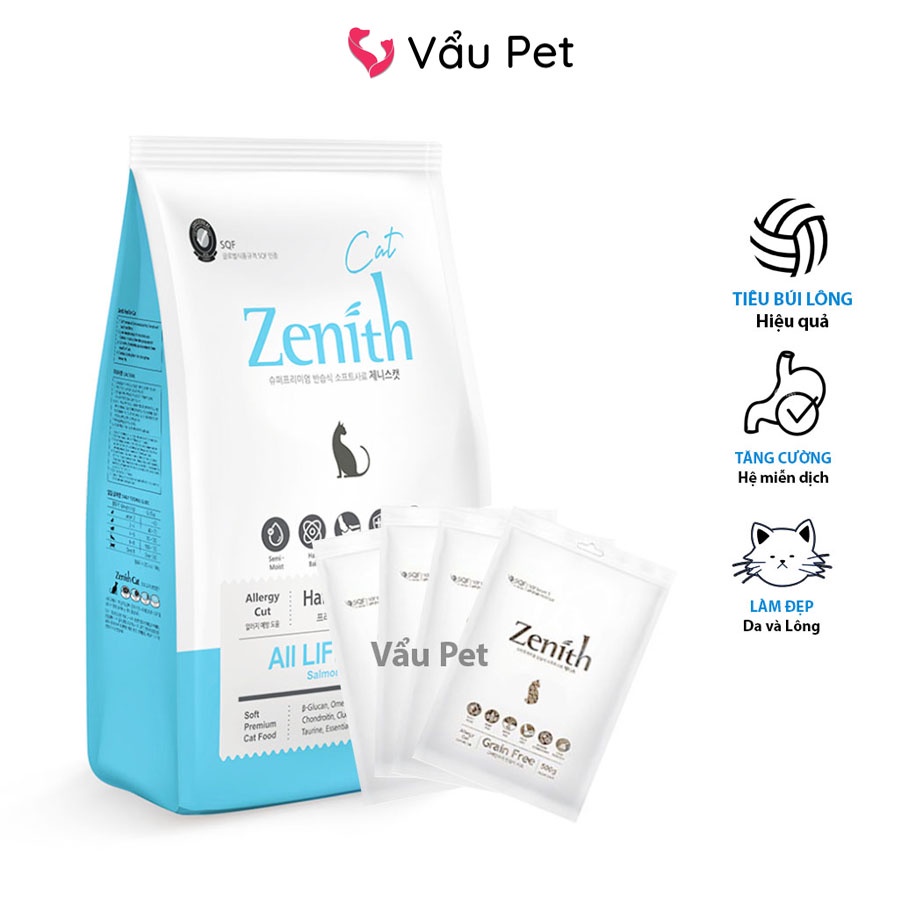 Hạt Zenith Hair Ball 1.2kg cho mèo - Hạt mềm cho mèo tiêu búi lông hiệu quả Vẩu Pet Shop