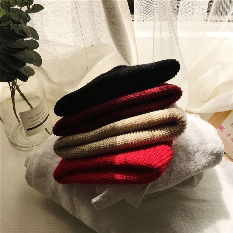 Nón len thời trang phối màu trơn đơn giản phong cách unisex