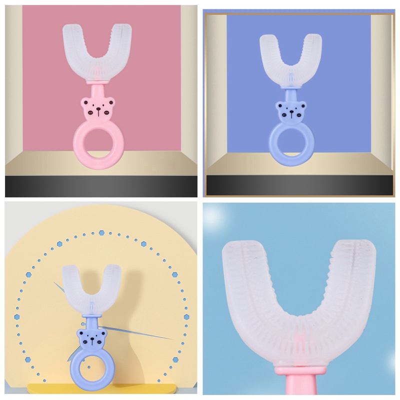 Bàn chải đánh răng silicone hình chữ U 360 độ dành cho trẻ em 2-6 tuổi