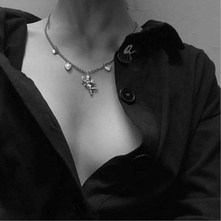 [Mã FASHIONCB232 hoàn tối đa 15K xu đơn 50K] Vintage Eros Cupid Archery Angel Heart Pendant Necklace