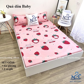 Ga giường Cotton 3D và 2 vỏ gối M2T Bedding, drap bọc nệm phong cách Hàn Quốc đủ size m2/m6/m8 bo chun
