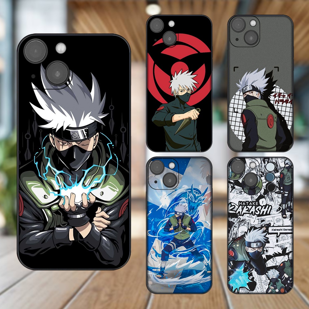 Ốp lưng iPhone 13 dẻo đen cạnh vuông in hình Hatake Kakashi Naruto