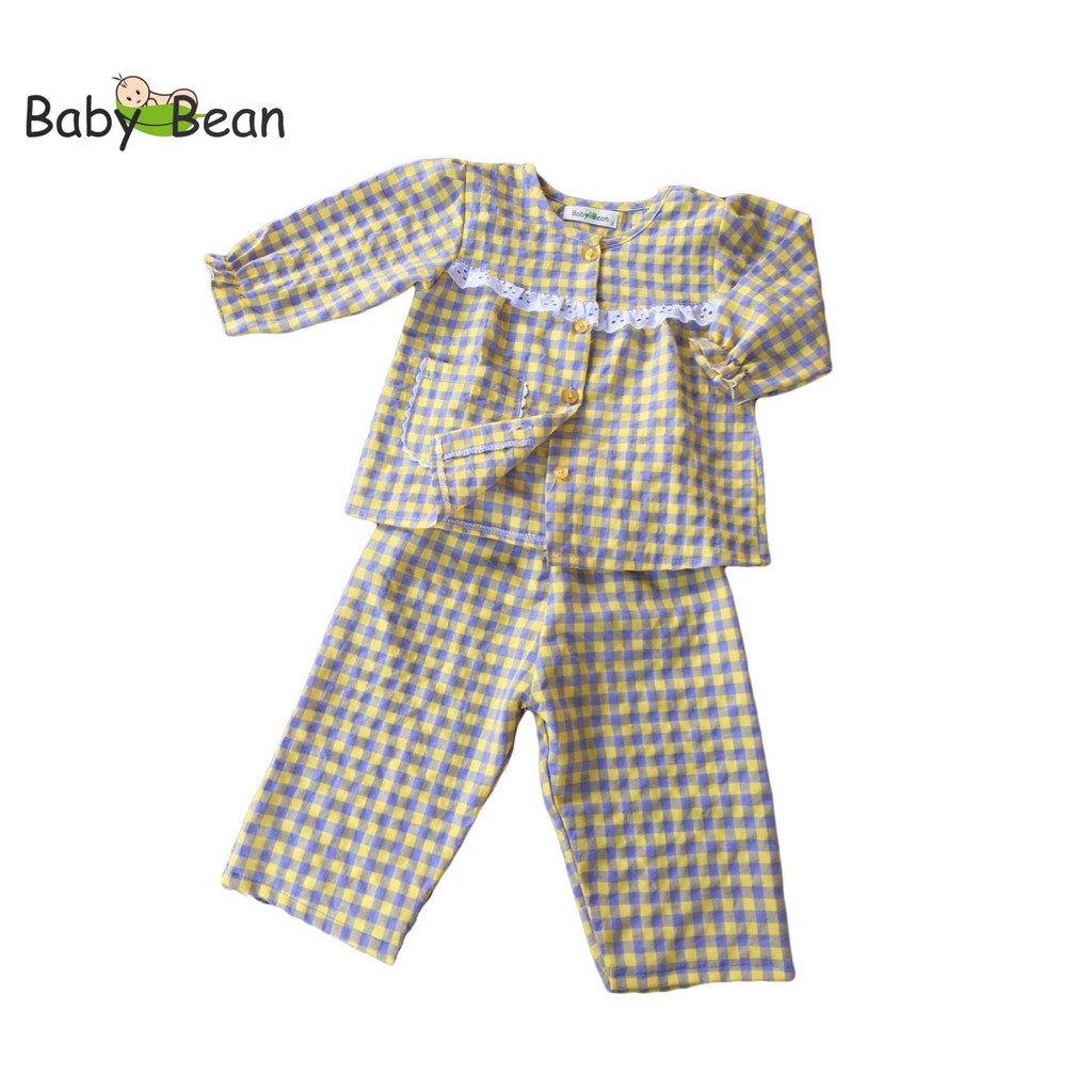 Bộ Đồ Xô Phối Ren Tay Dài Quần Dài Bé Gái BabyBean