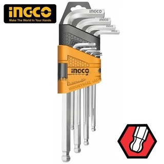 Bộ 9 chìa lục giác đầu tròn - Bộ lục giác bi 9 chi tiết Ingco