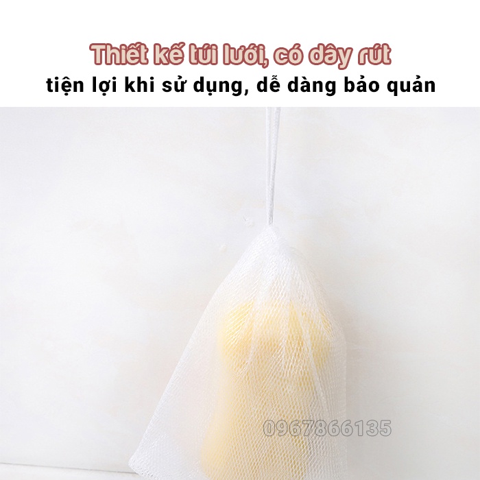 Túi lưới đựng xà bông, xà phòng tạo bọt có dây rút/Túi lưới đựng xà bông tạo bọt