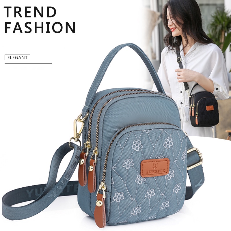 Túi Đeo Chéo Đựng Điện Thoại Họa Tiết Thêu Phong Cách Thời Trang Cho Nữ