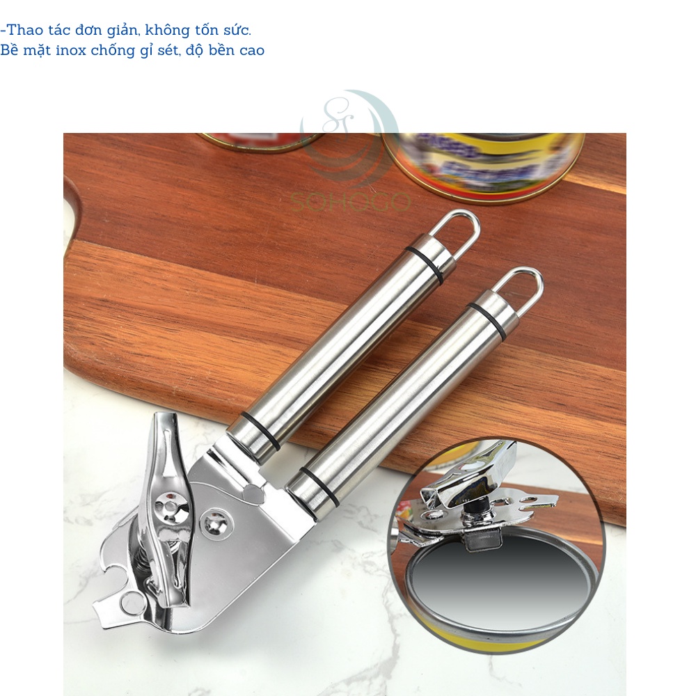 &quot;Dụng cụ mở nắp lon khui hộp / bia đa năng chất liệu inox tay cầm chống trượt 20.5x7.5cm&quot;