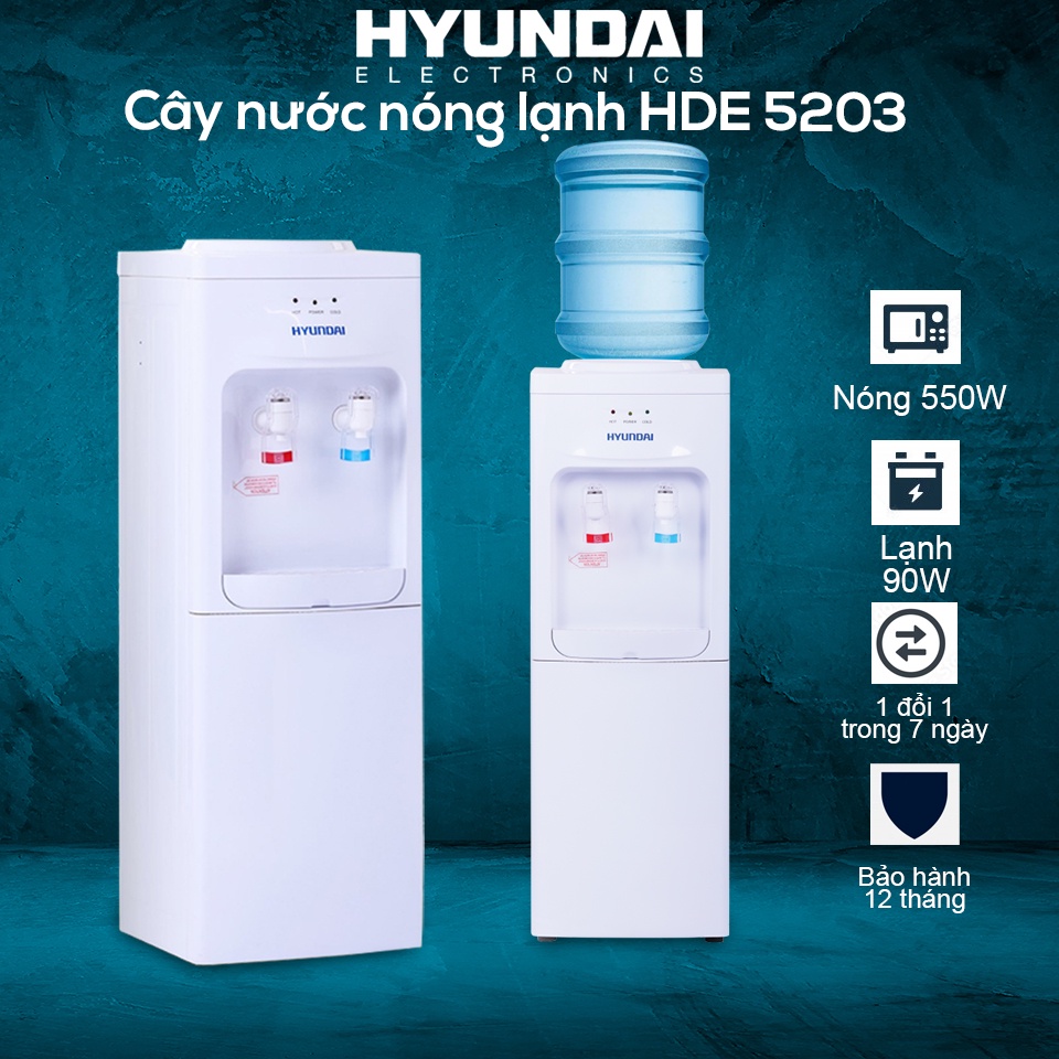 Cây nước nóng lạnh Hyundai HDE 5203W- Chính Hãng bảo hành 12 tháng.