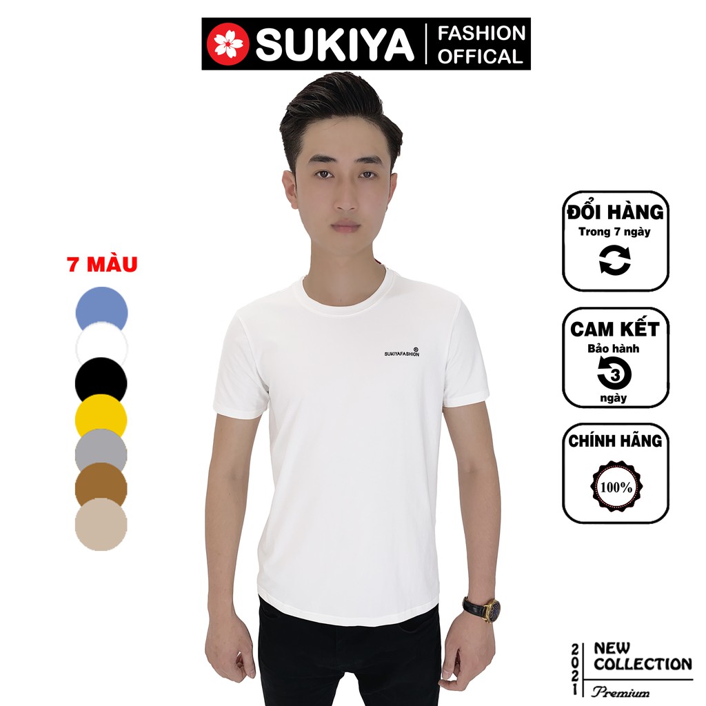Áo thun nam cổ tròn SUKIYA hàng cao cấp 100%cotton AT03