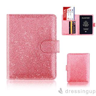 D❃♪Hộp đựng hộ chiếu sáng bóng Hộp đựng hộ chiếu đa chức năng chống từ tính