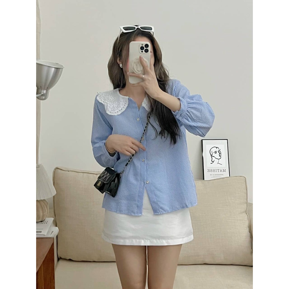 Áo babydoll tay bèo tiểu thư hàng QCCC loại 1 A0009 aosomicongsothietke