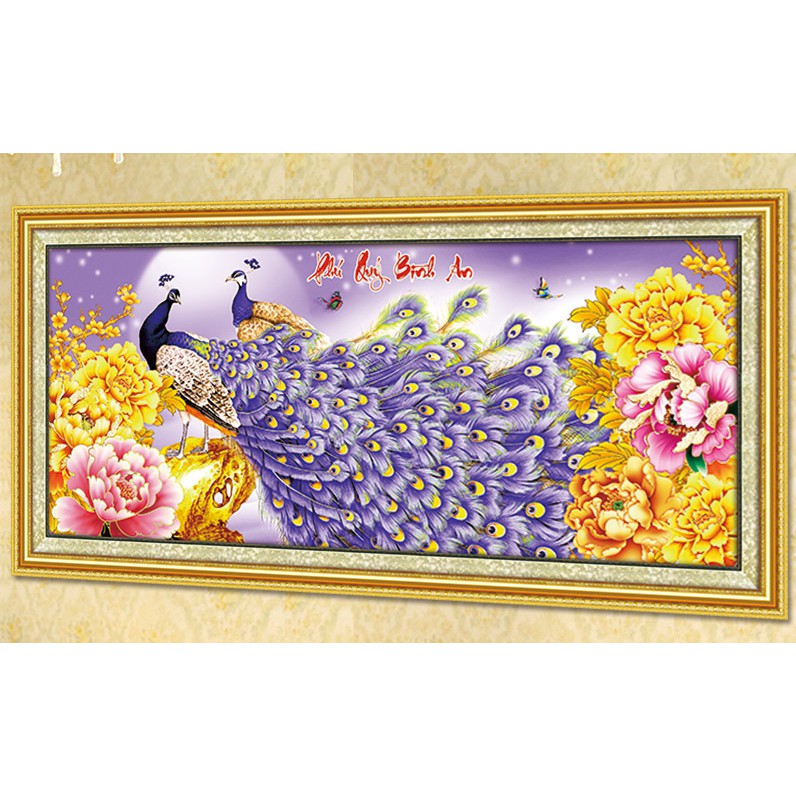 Tranh Đính Đá CÔNG PHÚ QUÝ BÌNH AN. Kích Thước: 1m15 x 52cm - 1m80 x 80cm