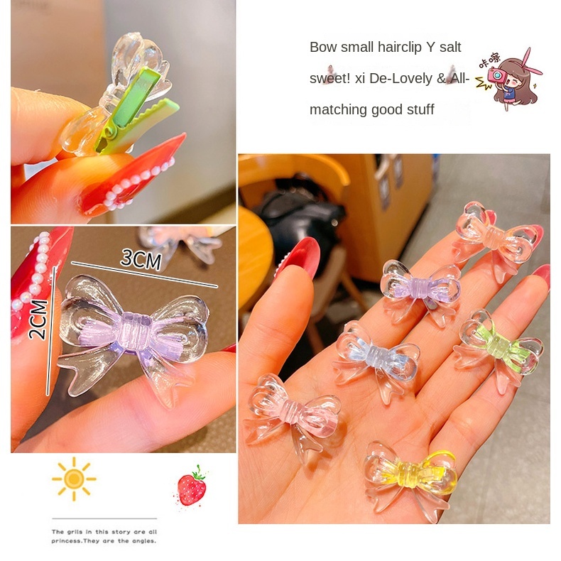 Set 6 Kẹp Tóc Nơ Trong Suốt Đáng Yêu Cho Nữ
