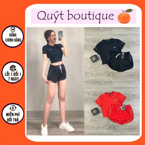 Set Bộ Áo croptop, Quần Đùi 2 Lớp Nữ Tập Yoga, Gym, Aerobic Thể Thao K003