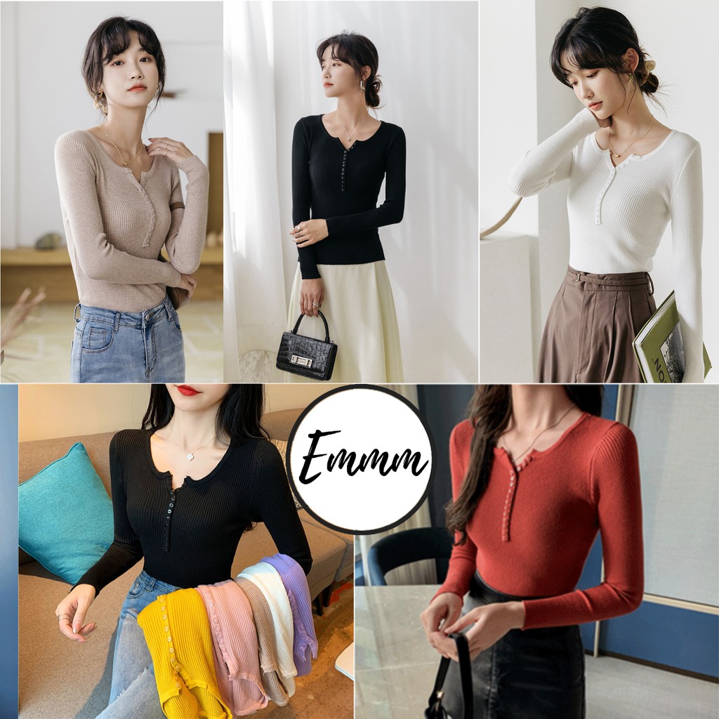 Áo len đan dệt kim tay dài dáng ôm freesize phong cách Hàn Quốc trẻ trung cho nữ | BigBuy360 - bigbuy360.vn