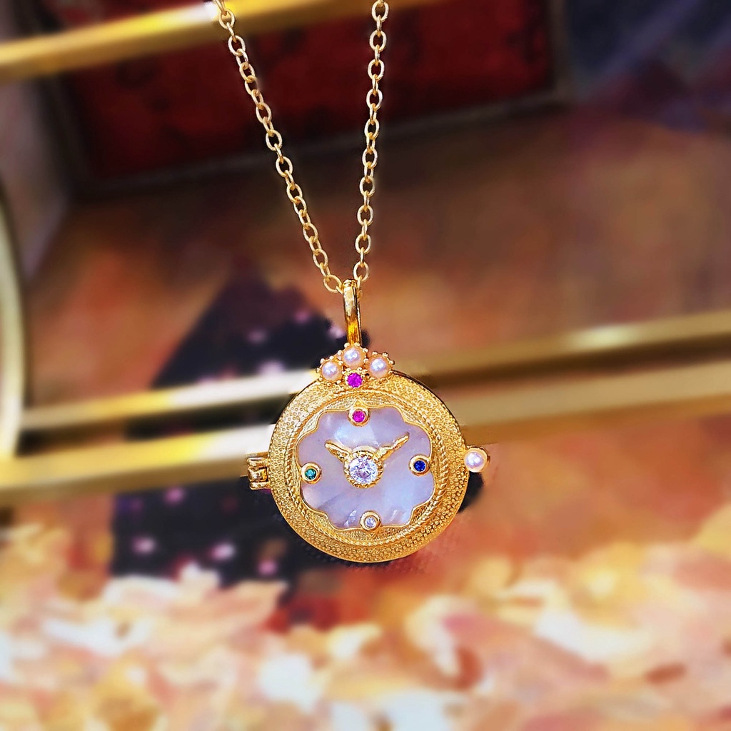 Mặt Vòng cổ Đồng Hồ Bỏ Túi Bằng Vỏ Sò Tự Nhiên Màu Tự Nhiên Handmade Ý-JHS2-P