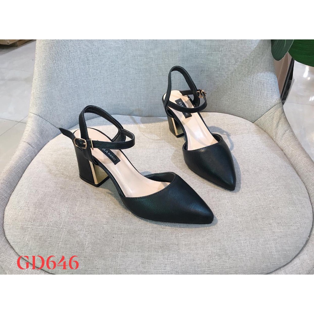 [KÈM ẢNH THẬT] GIÀY SANDAL BỊT MŨI CÔNG SỞ GÓT VUÔNG BỌC VÀNG CAO 7P DA LÌ XỊN XÒ HÀNG VNXK BAO BỀN