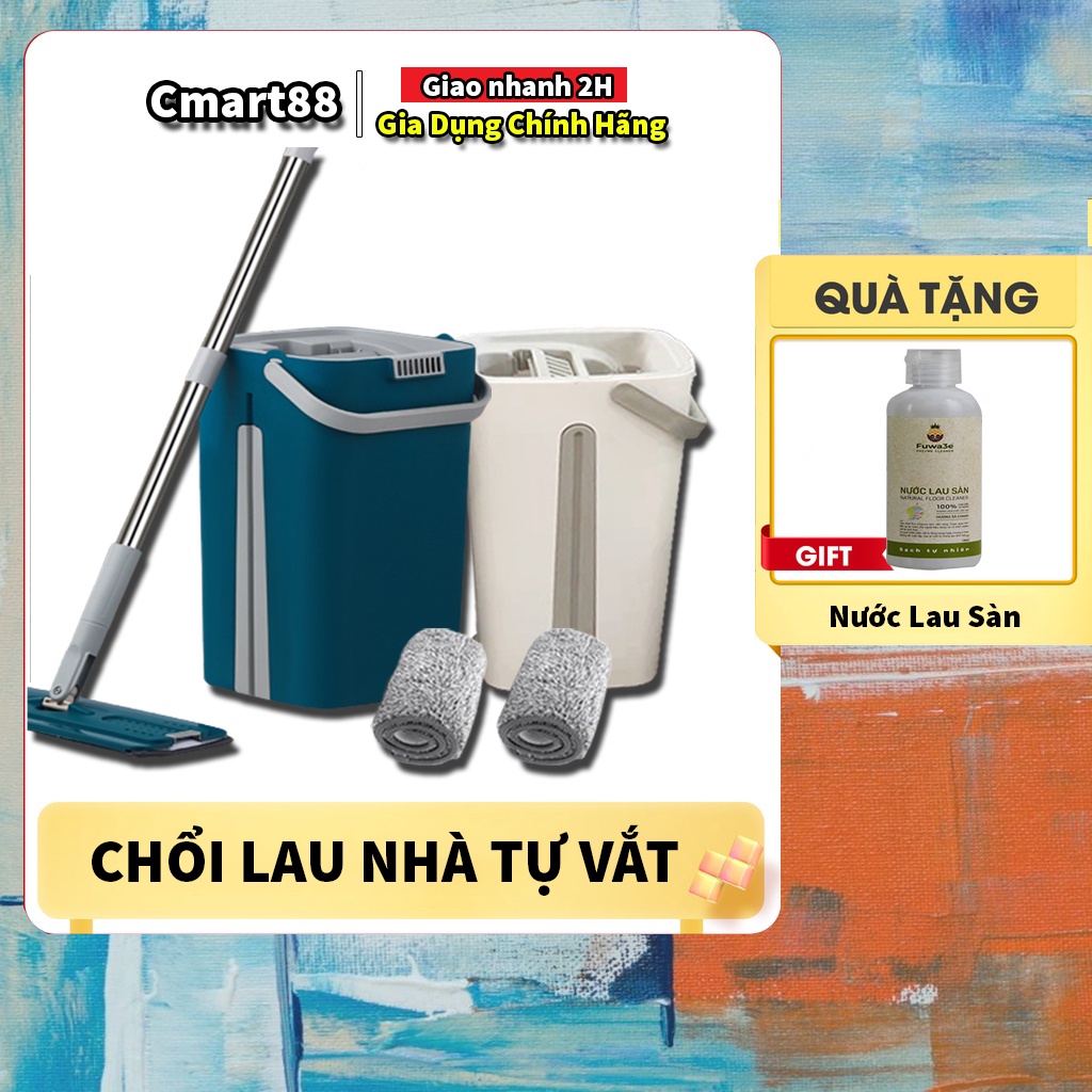 Cây lau nhà thông minh MOP SCRATCH tự vắt xoay 360 độ, Chổi lau nhà tự vắt chính hãng, Tặng Kèm Nước Lau Nhà Diệt Khuẩn