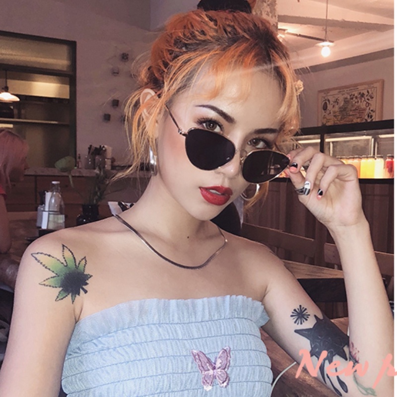 (YUZHU) Kính Râm Mắt Mèo Oversize Thời Trang Phương Tây Chống Tia UV Màu Kẹo