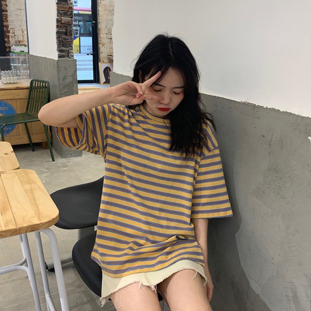 🆕 Áo thun kẻ 5d KA Closet chất thun mềm mát in 5d không nhòe,5 màu from thụng, tay lỡ hot