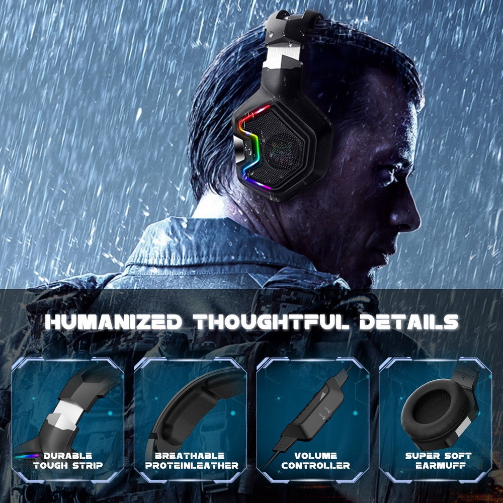 Brand new ONIKUMA K10pro Universal 3.5mm Wired Headphone Gaming Headset With Mic And LED Light