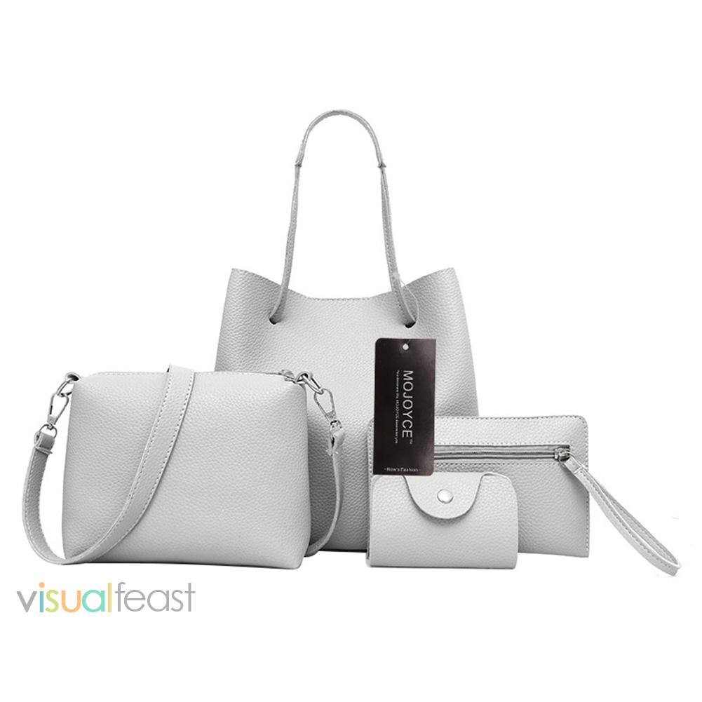 Set 4 túi xách da PU màu xám 163726.04