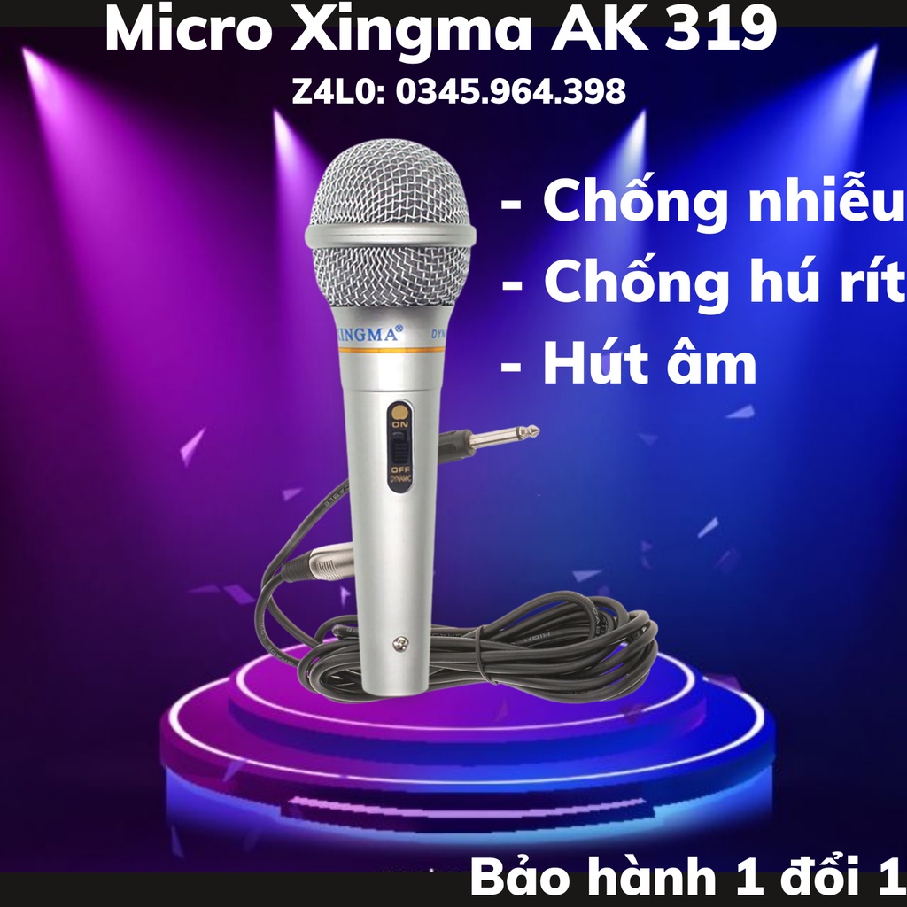 Micro Có Dây 6.3 Mét XingMa AK-319 Nhập Khẩu JAC 6.5mm và 3.5mm Chống Nhiễu- Cho Âm Ly Loa Chính Hãng [Bảo Hành 1 Đổi 1]