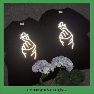 Áo thun đôi cộc tay in hình bắn tim phản quang, vải đẹp hình in rõ nét.Áo đôi nam nữ tình yêu. TT13