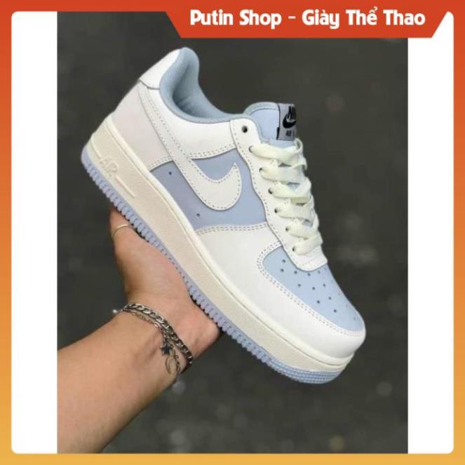 Giầy AF1 trắng xanh kem cao cấp ,Giày thể thao air force 1 trắng tím nam nữ full b