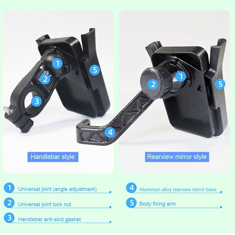 SEAMETAL kẹp điện thoại xe máy Giá đỡ điện thoại di động gắn kính chiếu hậu xe máy kim loại chống nước