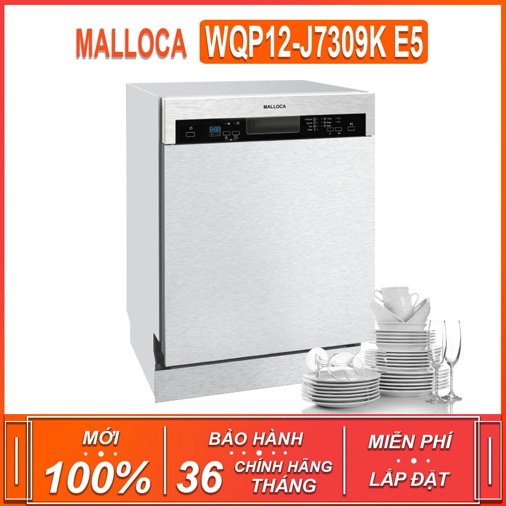 Máy rửa bát âm tủ Malloca WQP12-J7309K E5 , 7 chương trình rửa ( Xuất sứ P.R.C - Bảo hành 36 tháng )