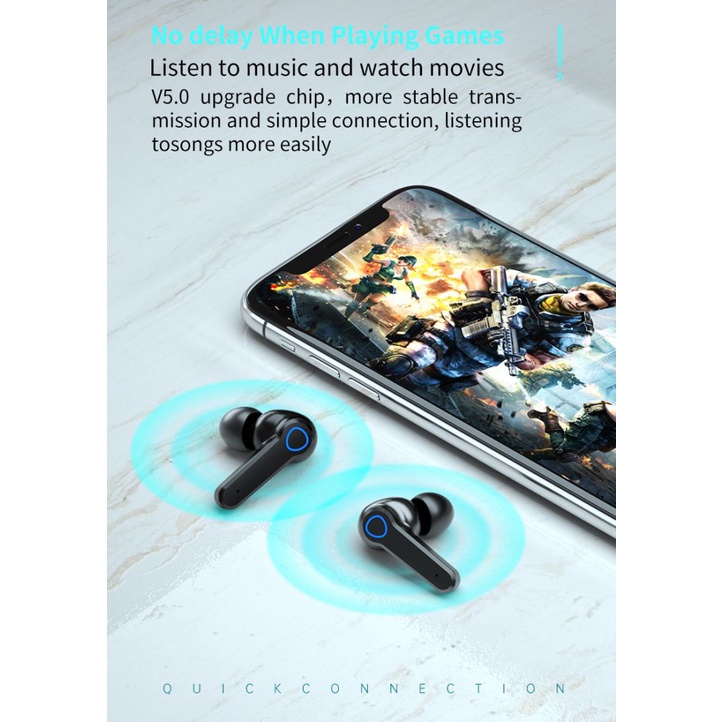 Tai nghe bluetooth M19 mặt lưng tráng gương và có đèn pin chống nước, chống ồn, pin cực trâu BH 12 tháng
