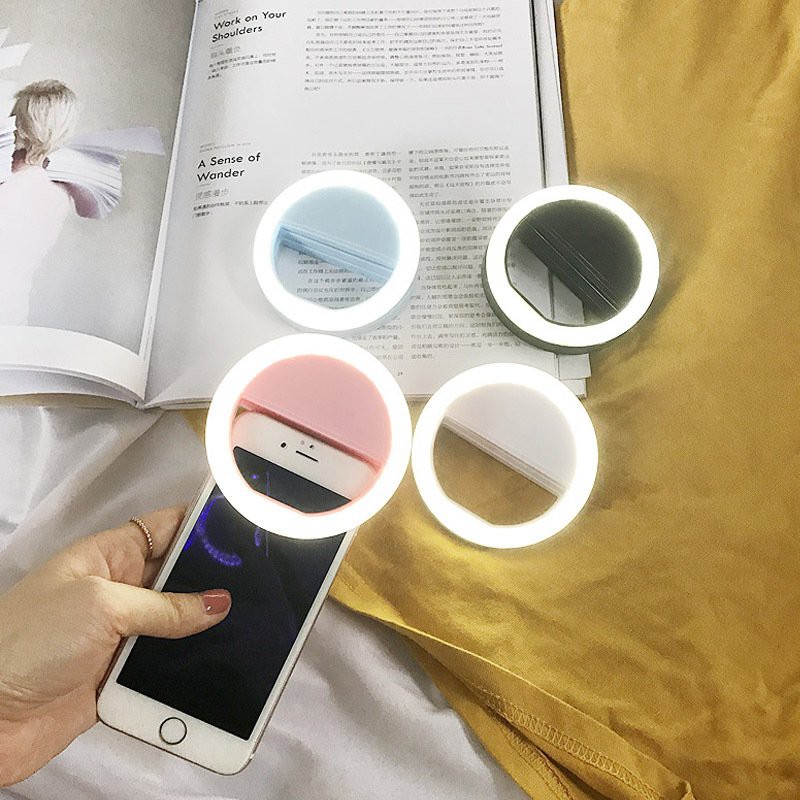 Đèn LED Tự Sướng Selfie Kẹp Điện Thoại Tạo Hiệu Ứng Ánh Sáng Mịn 3 Chế Độ Sáng Dùng Pin AAA