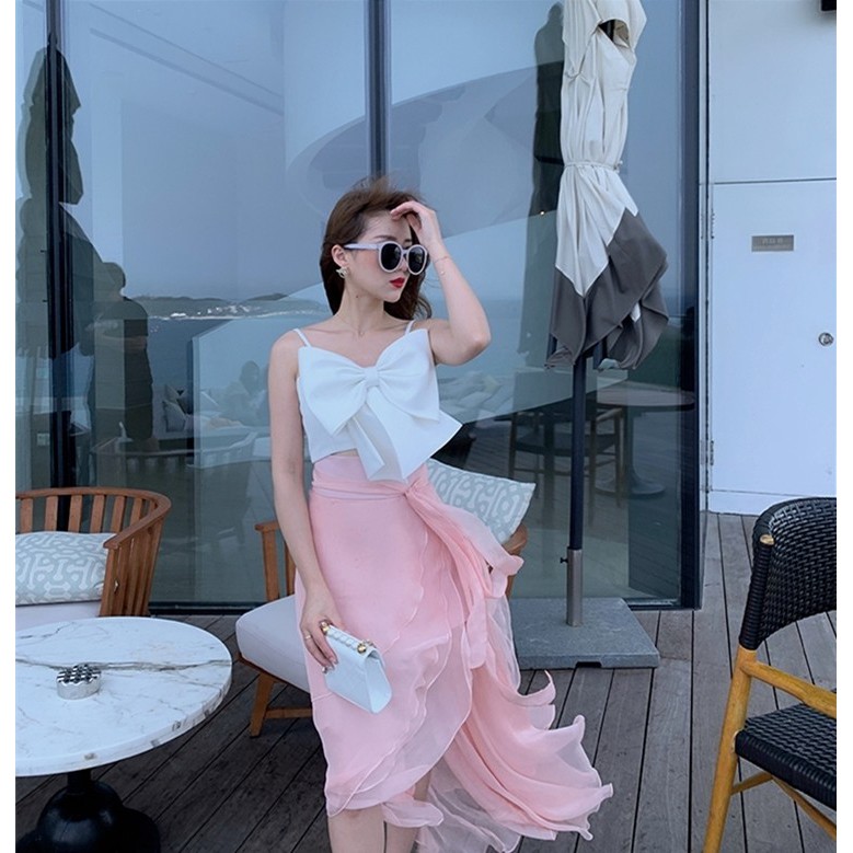 SIÊU PHẨM áo croptop hai dây nơ lớn cực đẹp
