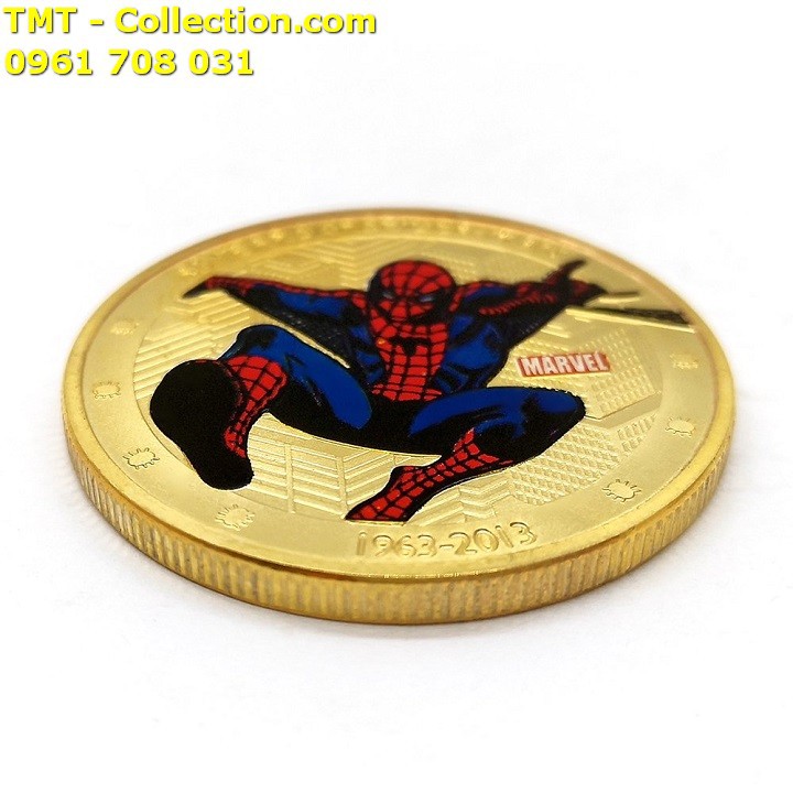 Xu Avengers Marvel Siêu Anh Hùng Người Nhện Vàng; Màu: vàng; đường kính của xu là 4cm-TMT Collection-SP002462