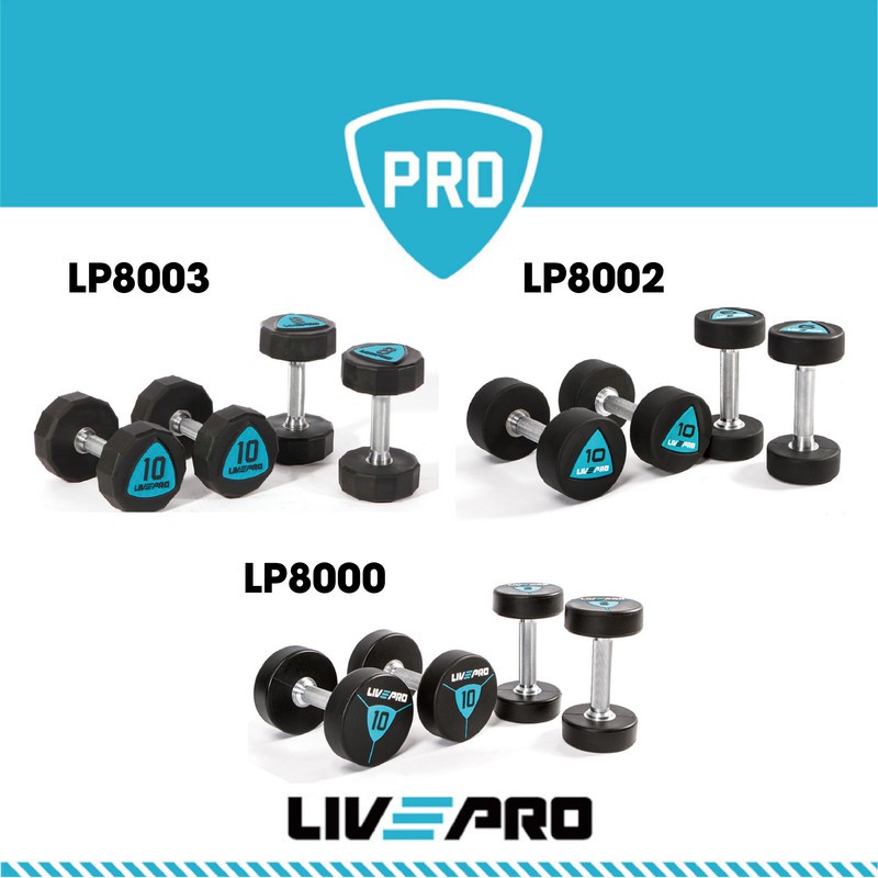 Tạ tay cao cấp 10KG x2 dụng cụ tập thể dục gym tại nhà chất liệu URETHANE nhiều loại Livepro chính hãng