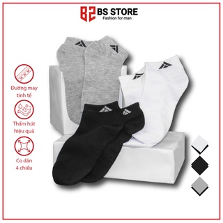 Combo 4 đôi tất nam nữ,vớ tất co giãn nam nữ 3 màu xám trắng đen BSSTORE