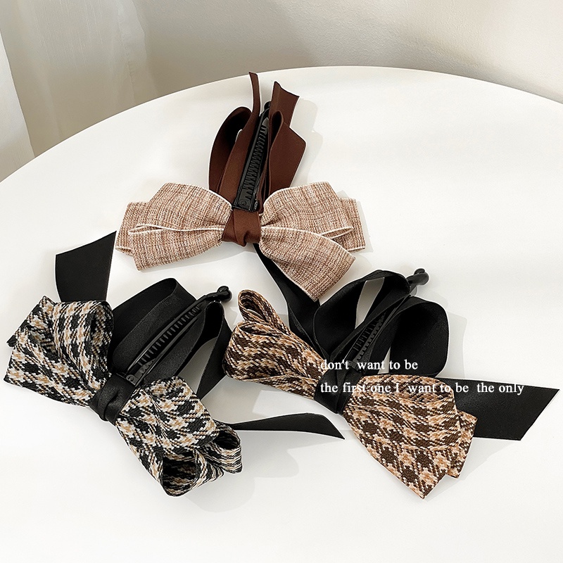 Kẹp Tóc Đính Nơ Họa Tiết Caro Xinh Xắn Cho Nữ