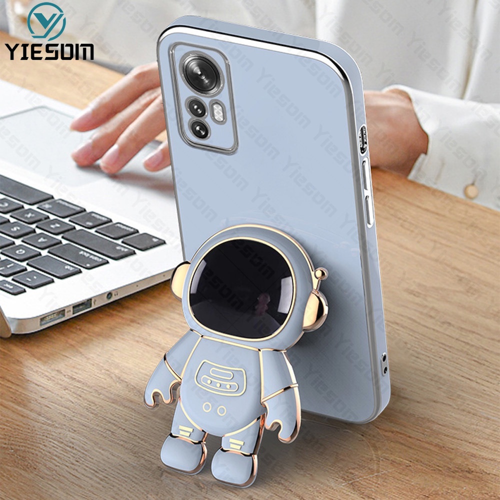 Ốp Điện Thoại Silicon Dẻo Vuông Mạ Màu Sang Trọng Có Giá Đỡ Cho Xiaomi 12 11T 10T 12T Pro Mi 11 12 Lite 5G NE