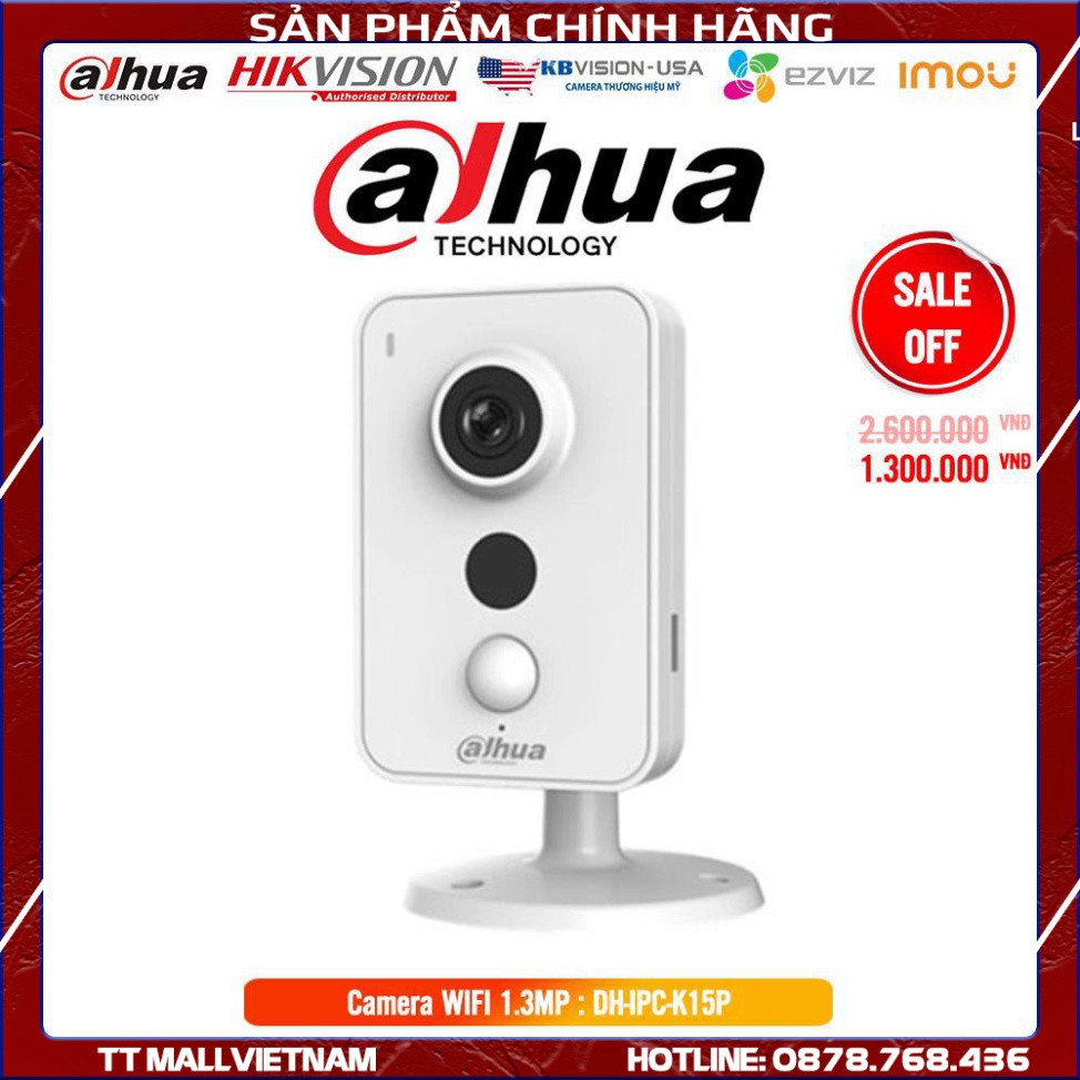 Camera IP Wifi 1.3MP DAHUA DH-IPC-K15P- Bảo hành chính hãng 2 năm