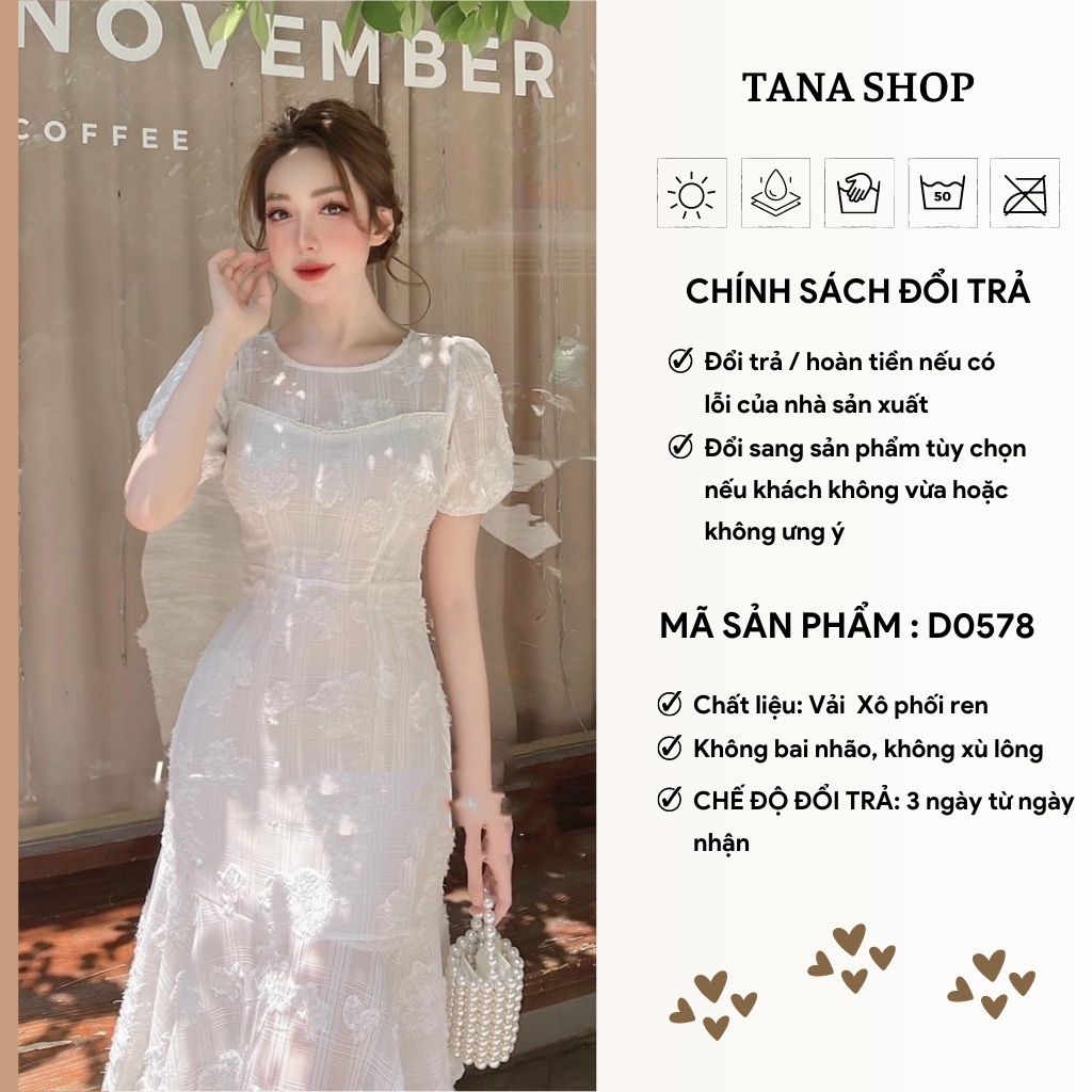 Đầm Midi Dự Tiệc Đuôi Cá Dáng Dài Trắng Mặc Đi Tiệc Cưới, Mặc Đi Tiệc Sinh Nhật TaNa D0578