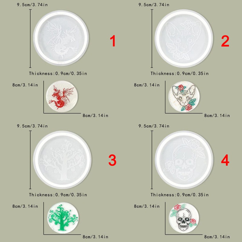 Khuôn Silicone Làm Đế Lót Ly Handmade Hình Đầu Lâu Khủng Long Độc Đáo